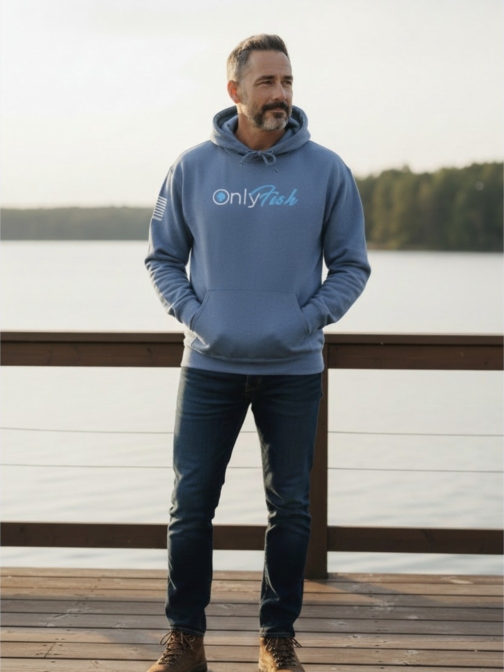 Men's Blue Logo Hoodie - Casual Pullover